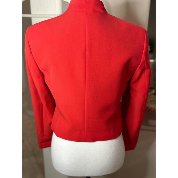 RACHEL Rachel Roy Blazer Womens 6 Red Career Cropped Collection Collarless - Picture 4 of 4
